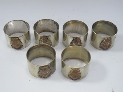 Lot 585 - Royal Navy EPNS Napkin Rings (x 6), featuring...
