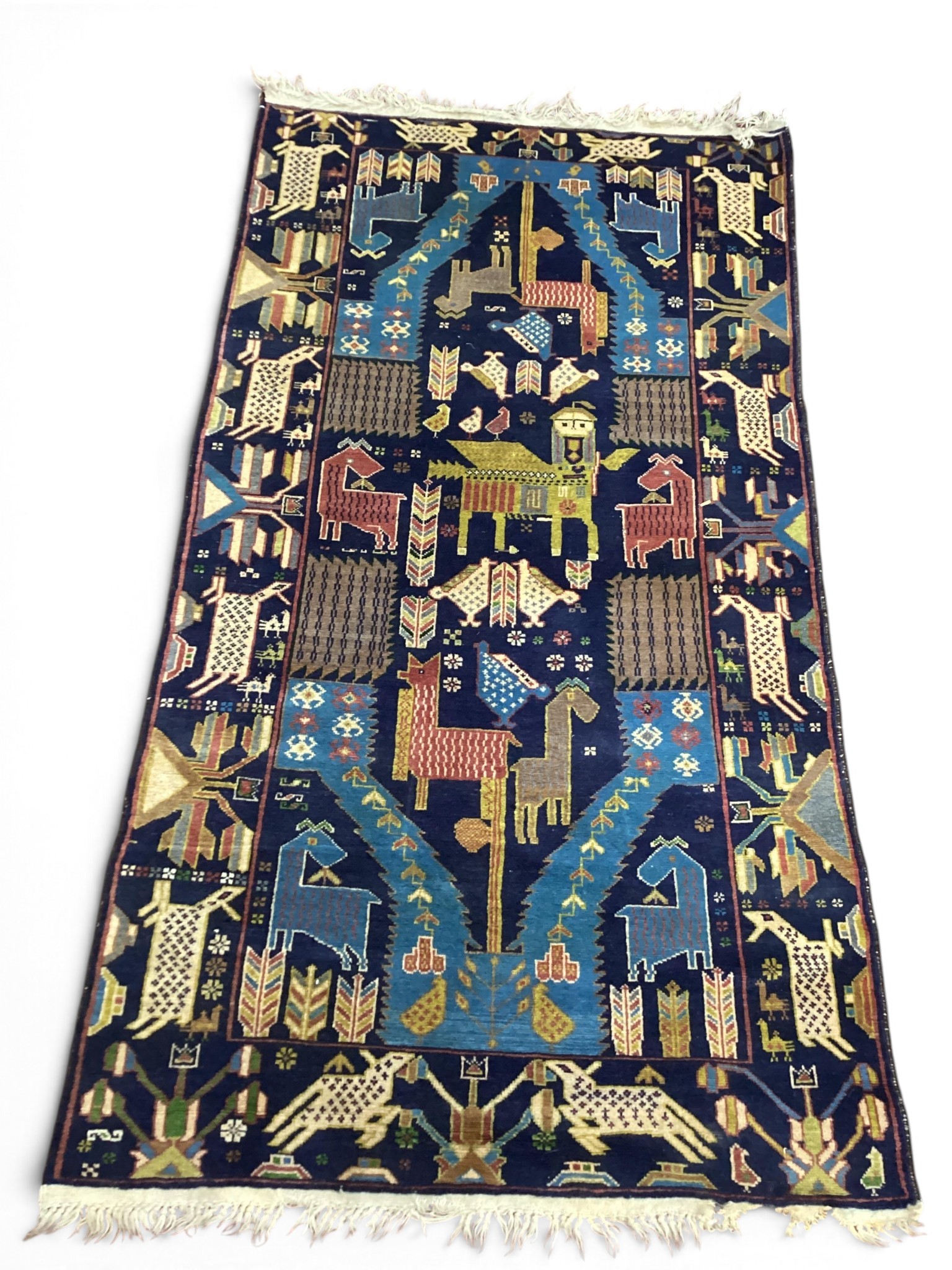 Lot 1575 - A Hand-Knotted Qashqai-Style Pictorial Wool