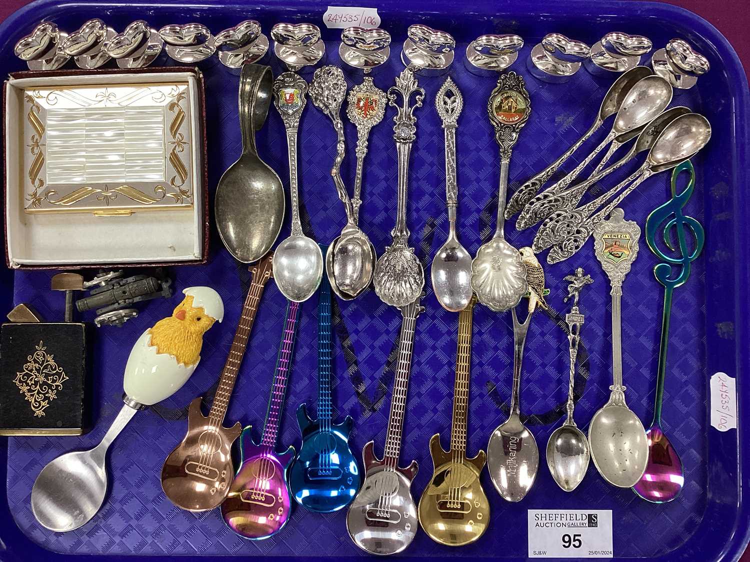 Lot 95 - Souvenir and Other Teaspoons, novelty guitar...
