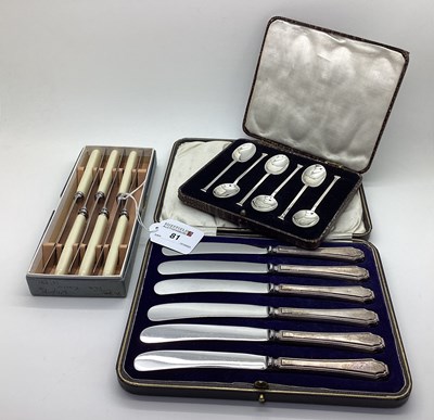Lot 81 - A Set of Six Hallmarked Silver Handled Tea...