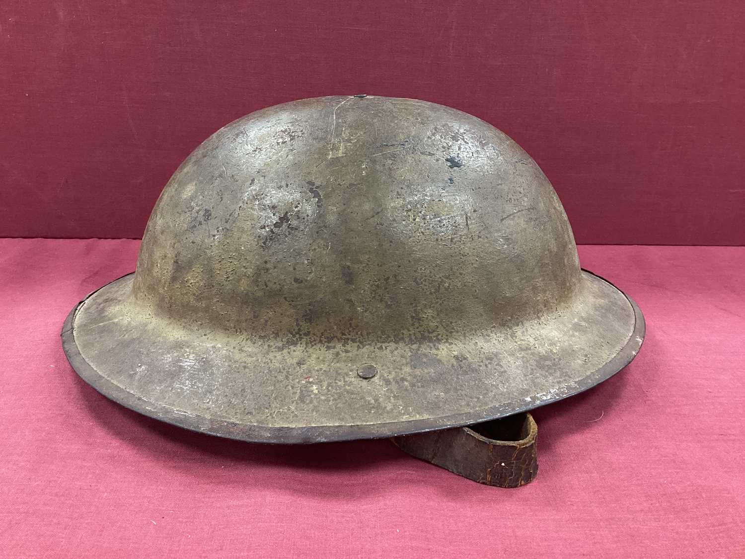 Lot 764 - WWI British Army Brodie Mk I steel helmet with...