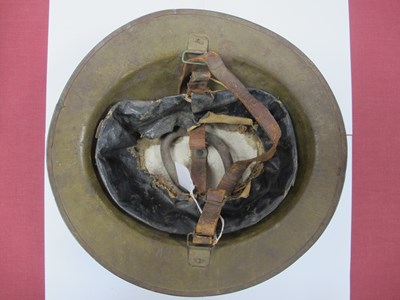 Lot 764 - WWI British Army Brodie Mk I steel helmet with...