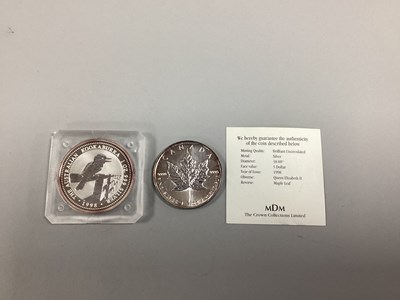 Lot 390 - 1998 1oz Fine Silver Australia Kookaburra $1,...