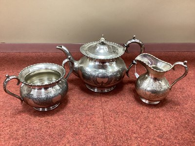 Lot 27 - An EPBM Three Piece Tea Set, each with floral...