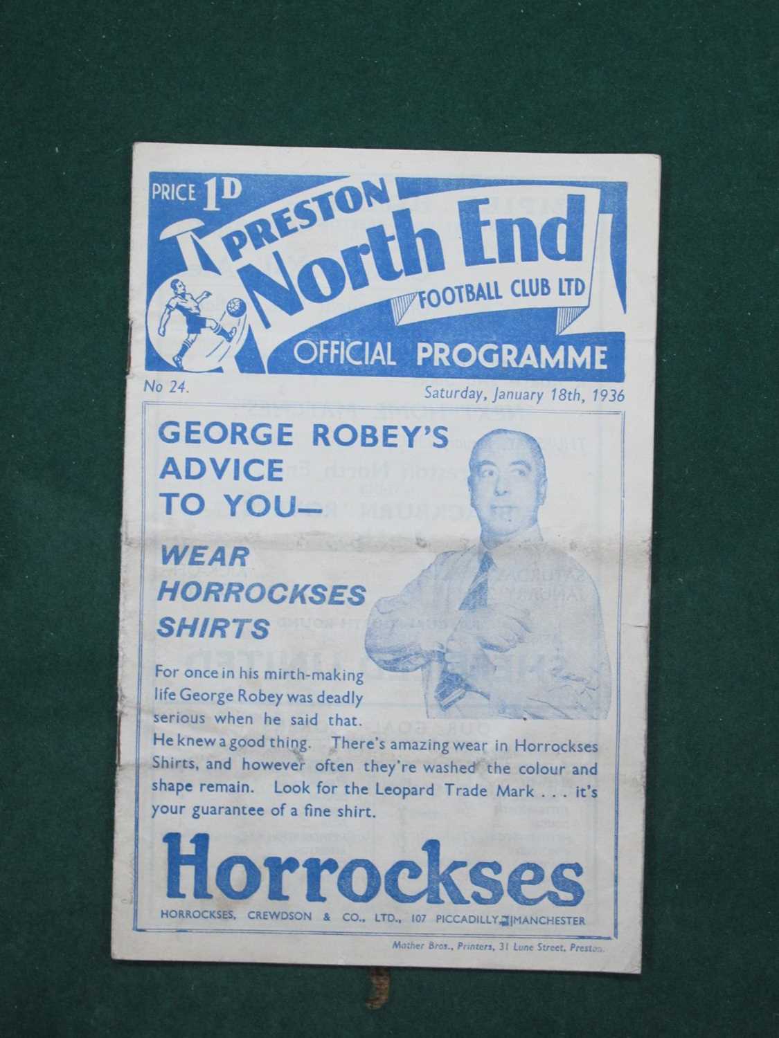 Lot 383 - 1935-36 Preston North End v. Aston Villa...