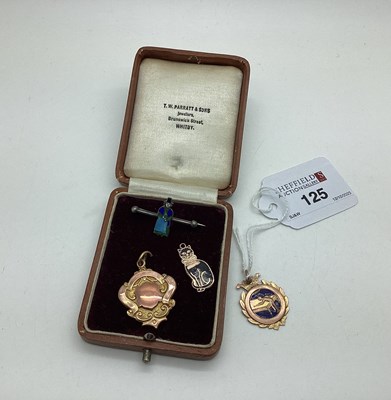 Lot 125 - Billiards - A 9ct Gold and Enamel Medallion...