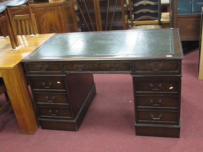 Lot 1486 - Oak Pedestal Desk, with a crossbanded top,...