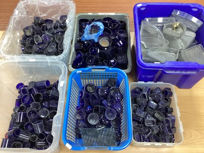 Lot 50 - A Large Selection of Blue Glass Salt / Mustard...