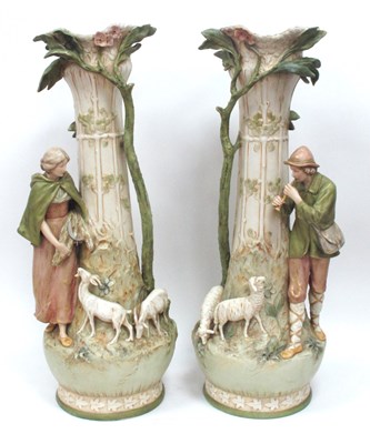 Lot 1012 - A Pair of Royal Dux Pottery Vases, of...