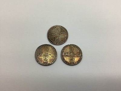 Lot 348 - Three George II Silver Sixpences, including a...