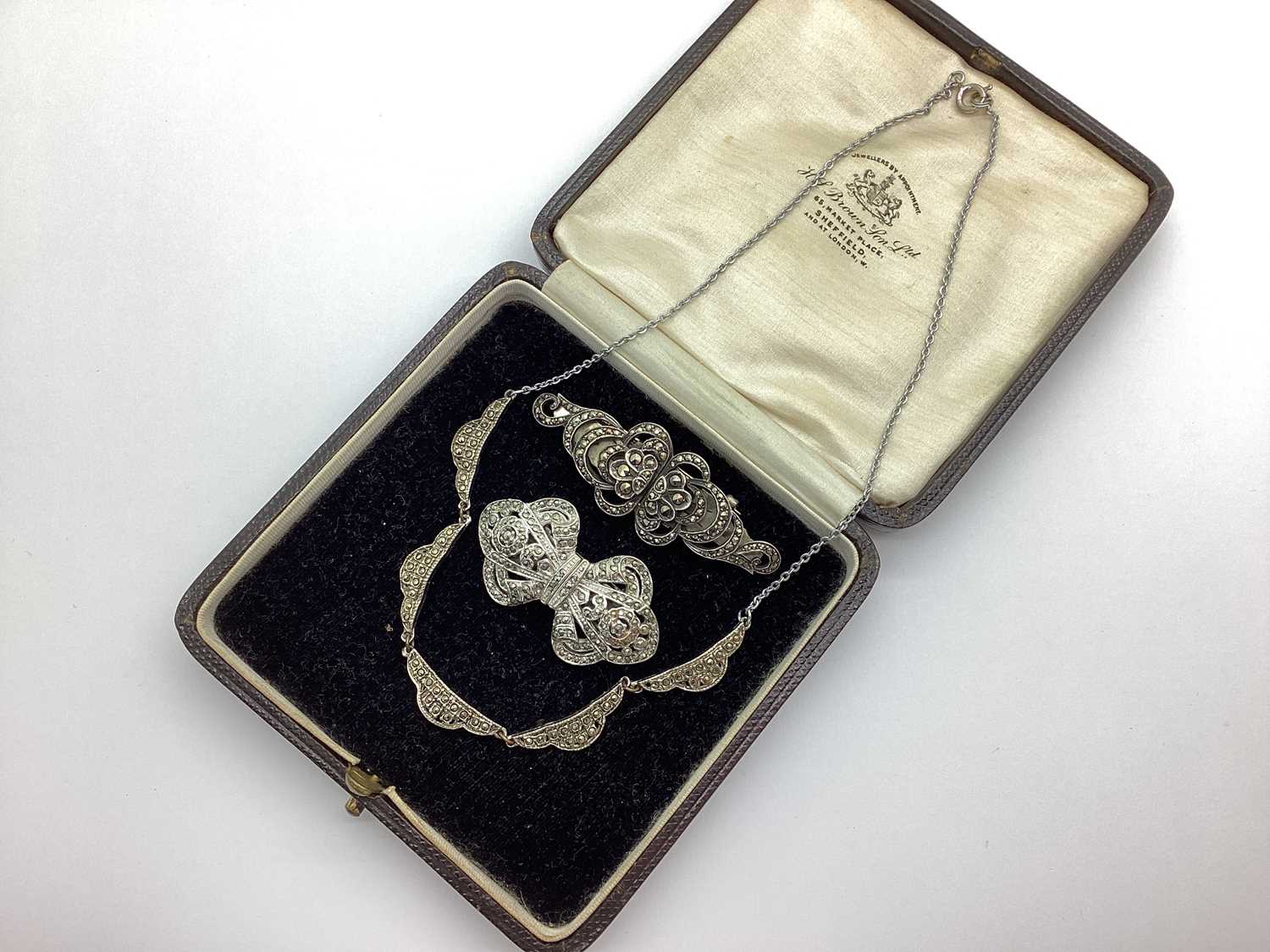 Lot 155 - Vintage Marcasite Set Combination Brooch /...