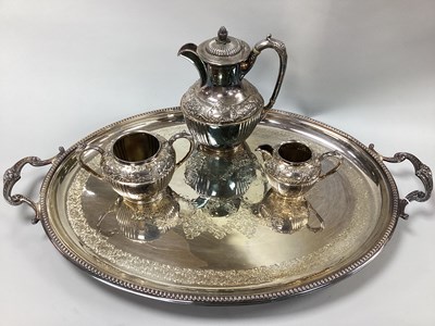 Lot 78 - A Large Oval Plated Twin Handled Tray, ivy...