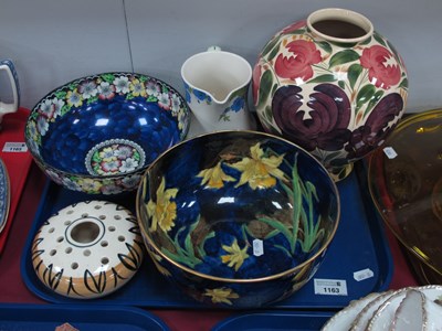 Lot 1163 - Maling Bowl, with blue thumbprint decoration...