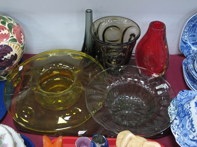 Lot 1160 - Whitefriars Style Green Ribbed Shallow Glass...