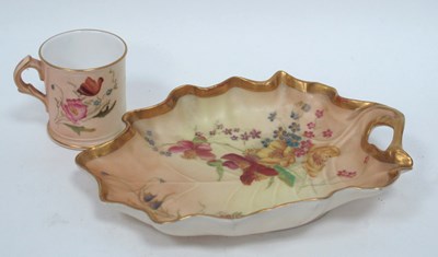 Lot 1057 - A Royal Worcester Porcelain Blush Ivory Leaf...