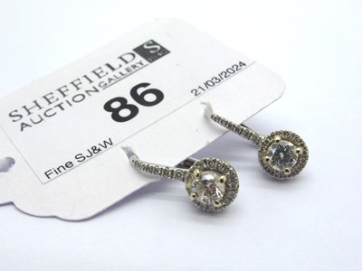 Lot 86 - A Pair of Modern 18ct White Gold Diamond Set...