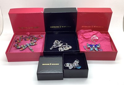 Lot 17 - Butler & Wilson; Modern Butterfly Brooches,...