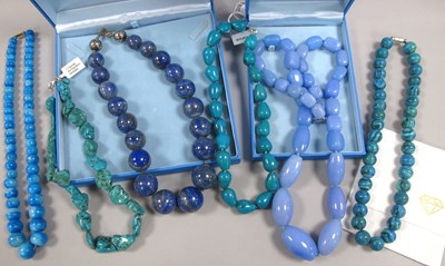 Lot 41 - Modern TGGC Polished Hardstone and Other Bead...