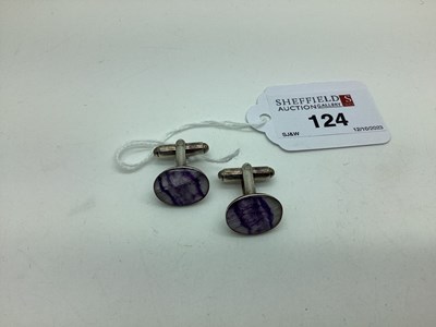 Lot 124 - A Pair of Hallmarked Silver Blue John...