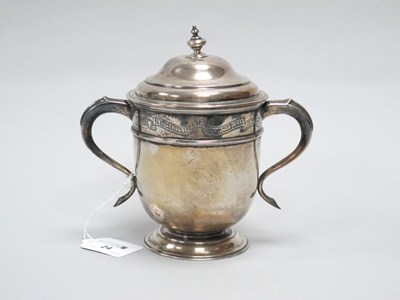 Lot 24 - A Hallmarked Silver Twin Handled Lidded Trophy...