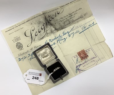 Lot 248 - A Three Stone Diamond Ring, the old cut stones...