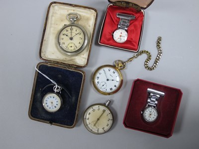 Lot 75 - A Hallmarked Silver Cased Fob Watch, the gilt...