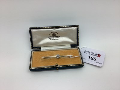 Lot 186 - A Dainty Diamond and Pearl Set Bar Brooch, of...