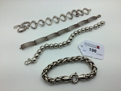 Lot 198 - Four Modern Bracelets, one of Modernist...