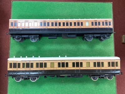 Lot 380 - Two 'G' Gauge L.S.W.R Cream/Bowm Bogie Coaches,...