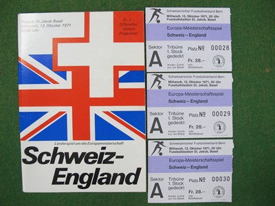 Lot 602 - 1971 Switzerland v. England, three consecutive...