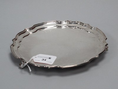 Lot 34 - A Hallmarked Silver Waiter, JNL, Sheffield...