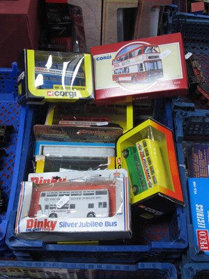 Lot 456 - Nine Diecast and Plastic Model Buses by Corgi,...