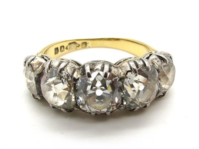Lot 151 - A Large Antique Five Stone Diamond Ring, the...