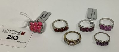 Lot 253 - Six Modern Dress Rings, stamped "925",...