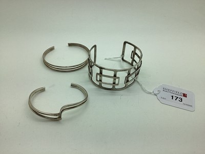 Lot 173 - A Wide Modernist Style Openwork Cuff Bangle,...