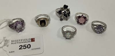 Lot 250 - Six Modern Dress Rings, stamped "925"...