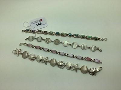 Lot 185 - Four Modern Bracelets, including "925", shell...