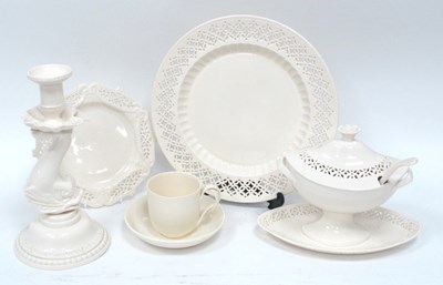 Lot 1072 - A Reproduction Leeds Cream Ware Pierced Sauce...