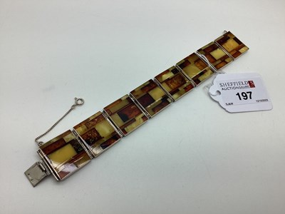 Lot 197 - A Modern Amber Coloured Panel Bracelet, of...