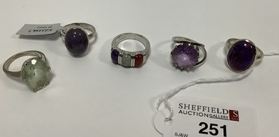 Lot 251 - Five "925" and Other Modern Dress Rings,...