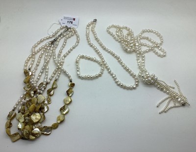 Lot 176 - A Modern Fresh Water Pearl Four Row Necklace,...
