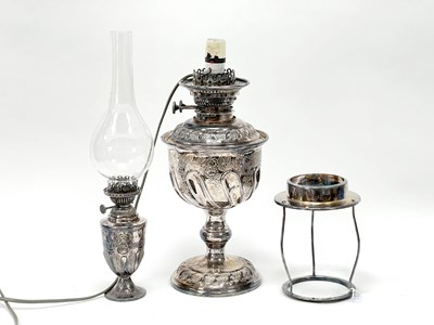 Lot 2 - A Walker & Hall Plated Oil Lamp, (converted to...