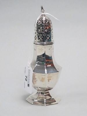 Lot 72 - A Hallmarked Silver Sugar Caster, Barker Bros,...