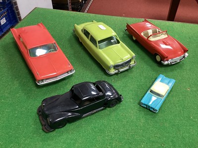 Lot 390 - Five Mid XX Century Plastic Cars, all American...