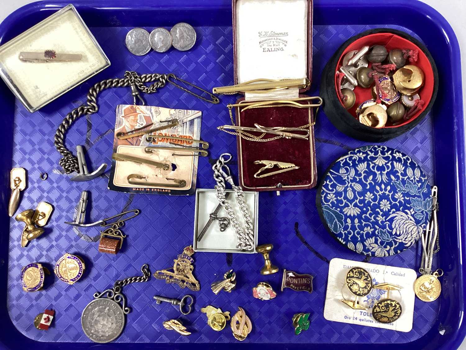 Lot 15 - A Hallmarked Silver Partial Watch Chain, the...