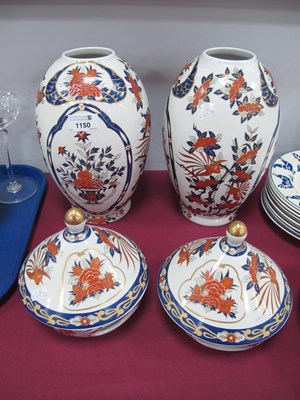 Lot 1150 - Pair of Panda Lidded Vases, with stands in...