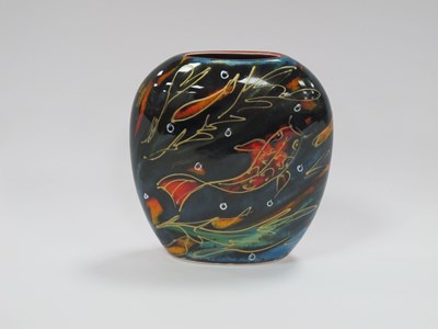 Lot 1175 - Anita Harris 'Koi Carp' Purse Vase, gold...
