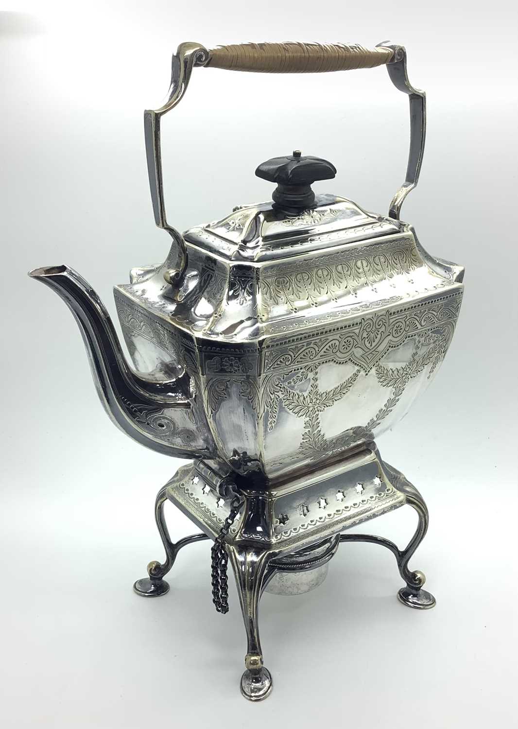 Lot 23 - Atkin Bros Decorative Plated Kettle on Burner...