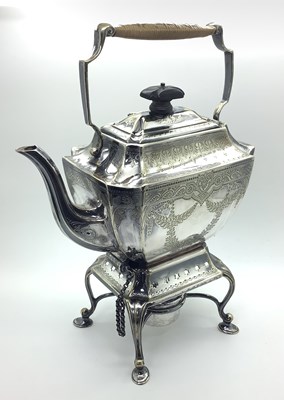 Lot 23 - Atkin Bros Decorative Plated Kettle on Burner...