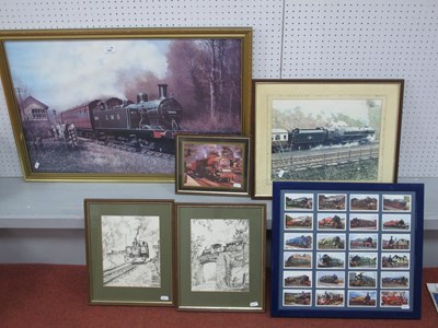 Lot 343 - Six Framed Prints / Cigarette Cards Display...
